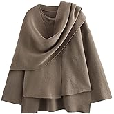SEMATOMALA Women's Oversized Scarf Sweater Jacket Shawl Wraps Top Long Sleeve Button Winter Knit Peacoat Outwear