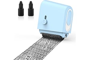 MoKo Identity Theft Protection Roller Stamp, Wide Refillable Confidential Roller Stamp with 2 Ink Refills, Privacy Stamp Roll