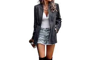 chouyatou Women's Casual Business Open Front Long Sleeve Notch Lapel Office Blazer Jacket