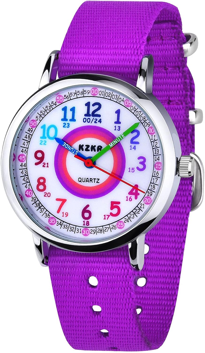 KZKR orologio bambina Orologio da polso per bambini,nylon,al quarzo, analogico,facile da leggere KZKR orologio bambina Orologio da polso per bambini,nylon,al quarzo, analogico,facile da leggere