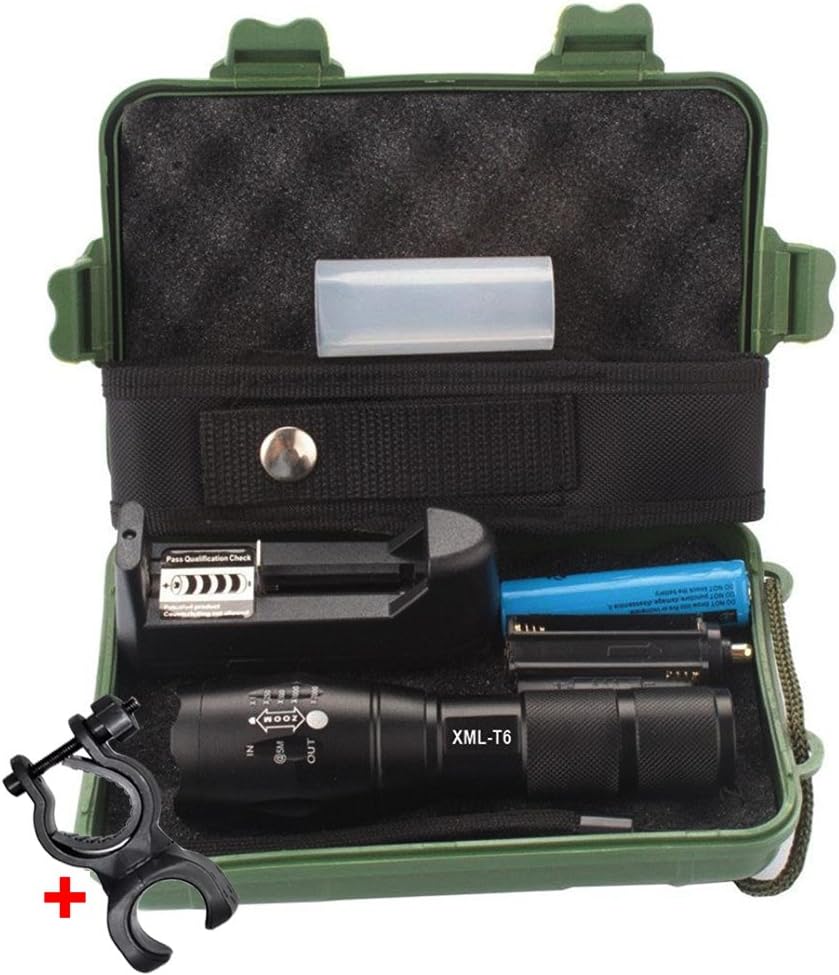 lifego Super Bright LED Flashlight Rechargeable Adjustable Focus 5 Light Modes Water Resistant Torch, CREE XML-T6 Flashlights Bicycle Camping Hiking etc.