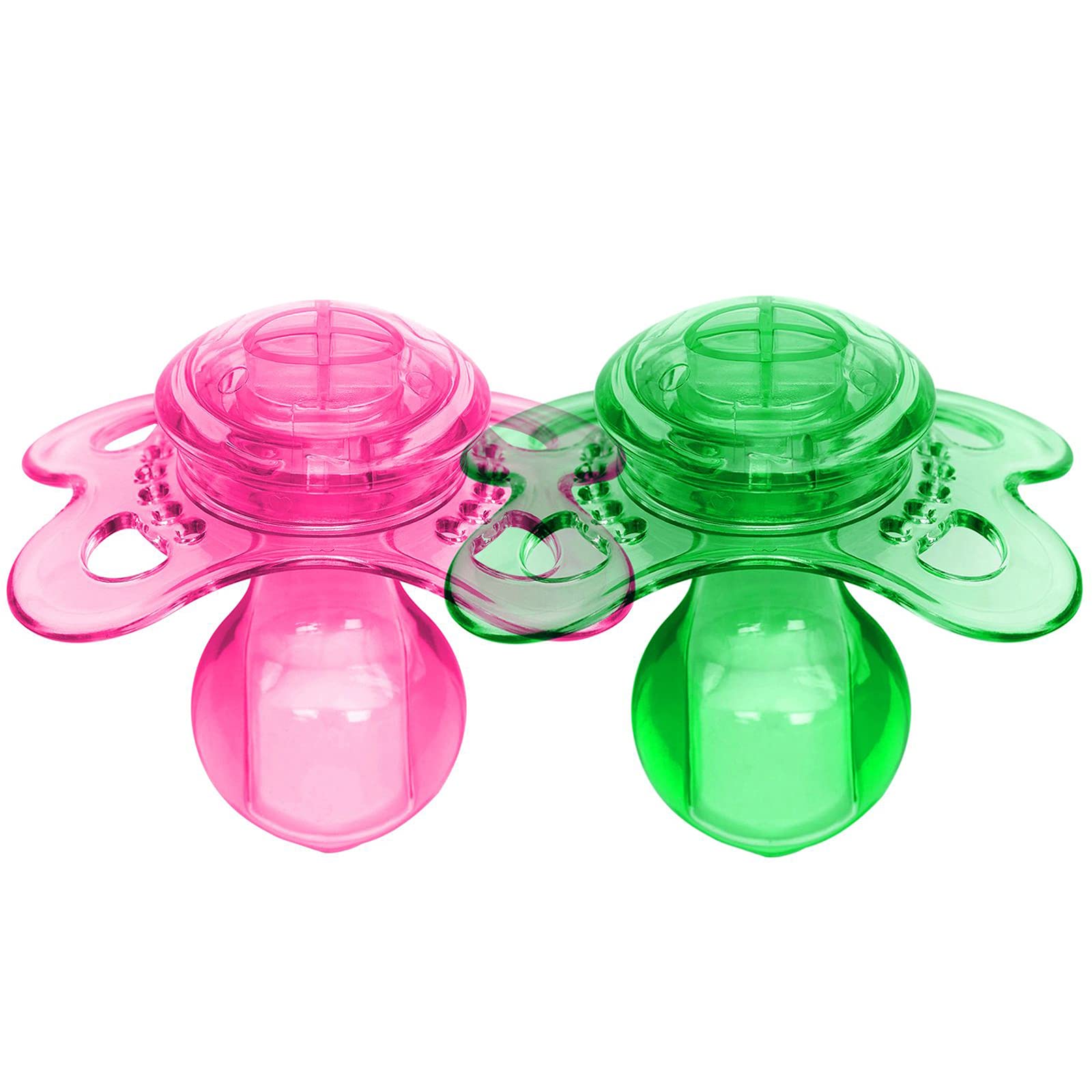 LittleForBig Bigshield Generation-3 Adult Sized Pacifier Candy Gloss 2 Paci Pack - Pink & Green Set