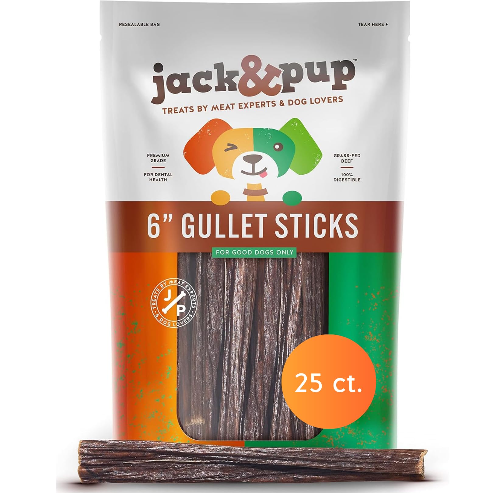 Jack&Pup 100% Beef Sticks Dog Treats (15cm) - High Protein - Air-Dried Beef Sticks - Single Ingredient - Grain Free - 100% Natural Dog Chews (25 pcs)
