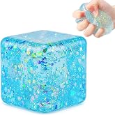 Cube Squishy Stress Cube,Squishy Slow Rising Fidget Cube Sensory for Anxiety Stress Relief High Density Ice Squeeze Ball Cubes (Blue)