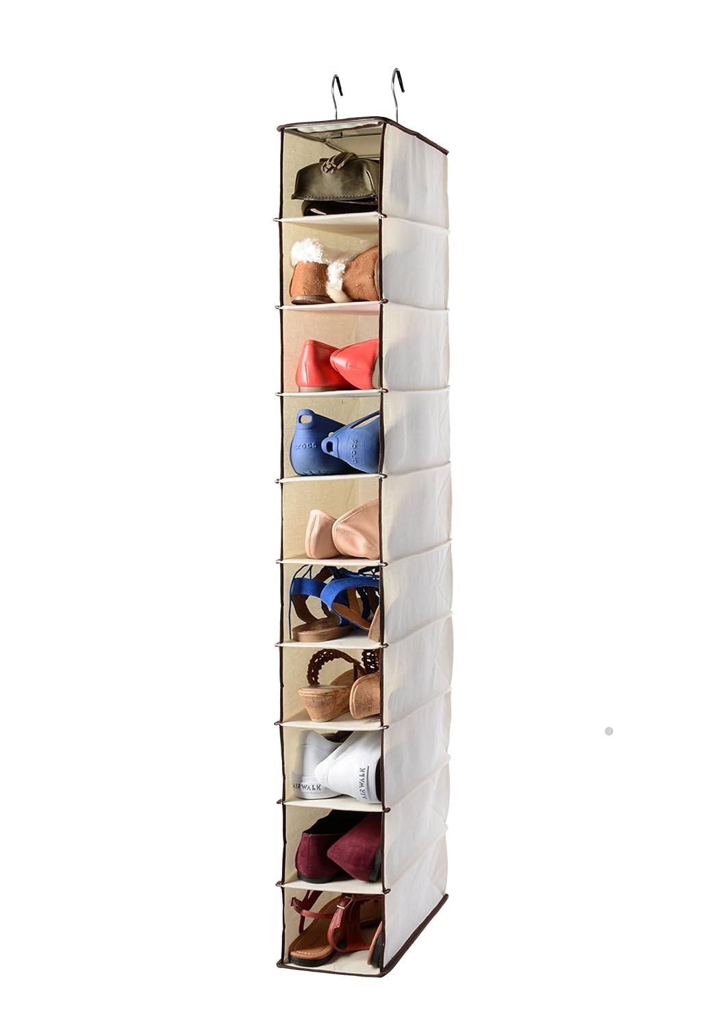 shoe organizers for closets on Hanging Shoe Organizers Ybm Home Hanging Shoe Shelves Closet Organizer With 10 Shelf Storage Units Natural With Brown Trim Home Kitchen