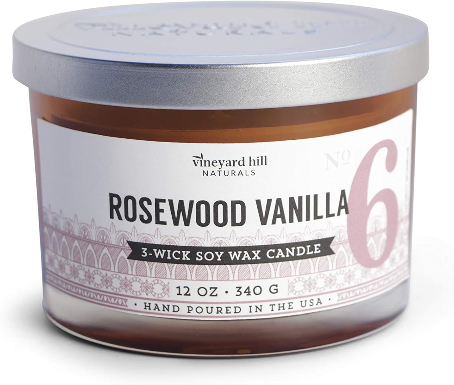 Vineyard Hill Naturals Amber Letterpress 3Wick Scented