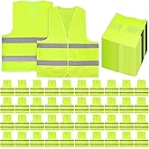 KisSealed 40 Pack Safety Vests Bulk,Yellow Reflective High Visibility Construction Vest for Men and Women,Hi Vis Silver Strip Mesh Work Vest for Cycling Runner Neon
