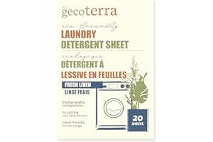 Gecoterra Biodegradable Laundry Detergent Sheets – 120 Compact, Eco-Friendly, Liquid-Free Strips – Fresh Linen Scent – Travel