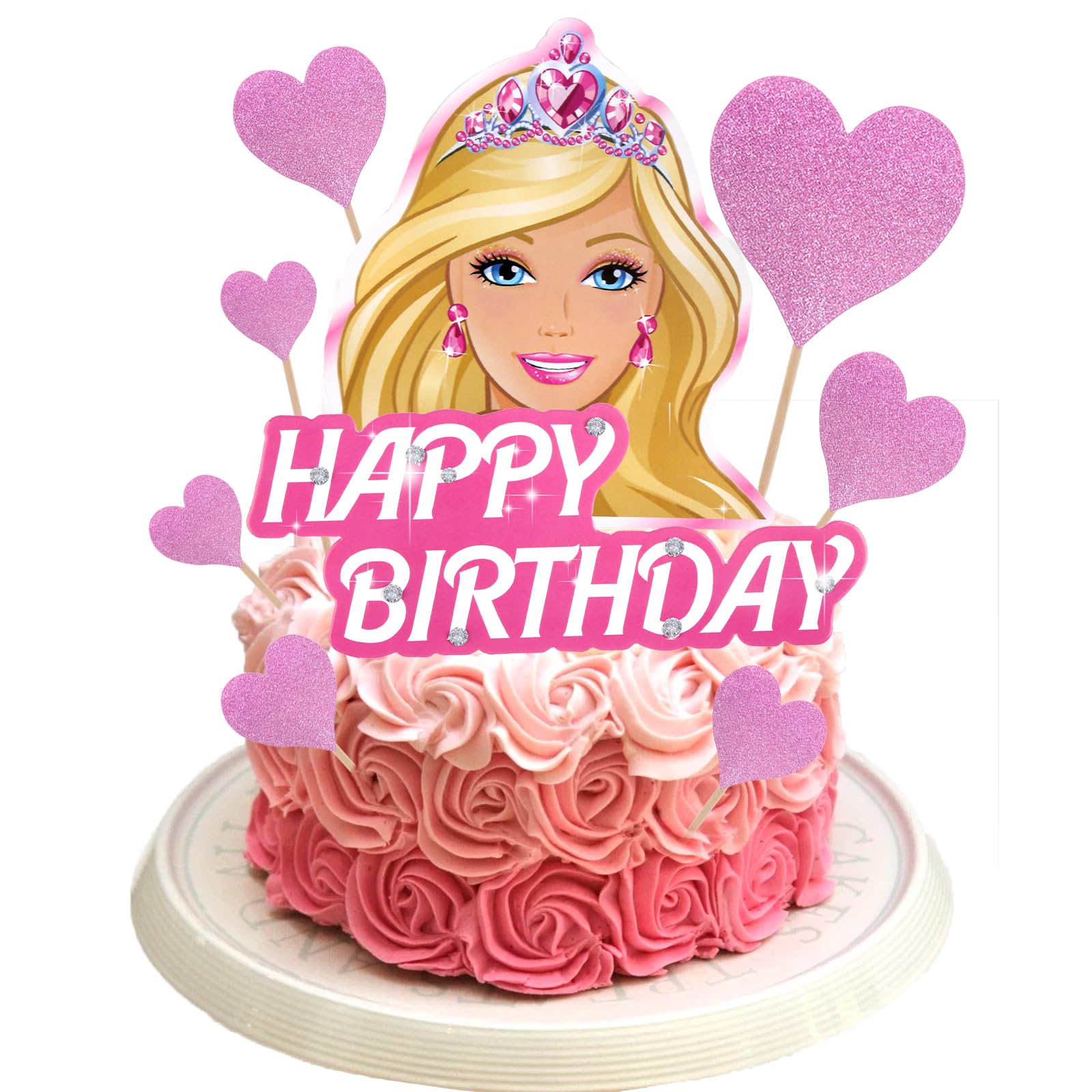 9PCS Tortendeko, Glitter Cupcake Toppers, Cartoon Cake Topper Deko Geburtstag Kuchen Dekoration für Kinder