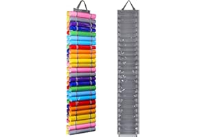 AROUY Vinyl Storage Organizer - Vinyl Roll Holder Wall Mount/Over The Door, Craft Vinyl Storage Rack, Hanging Organizer Storage with 52 Roll Compartments (52 - Gray)
