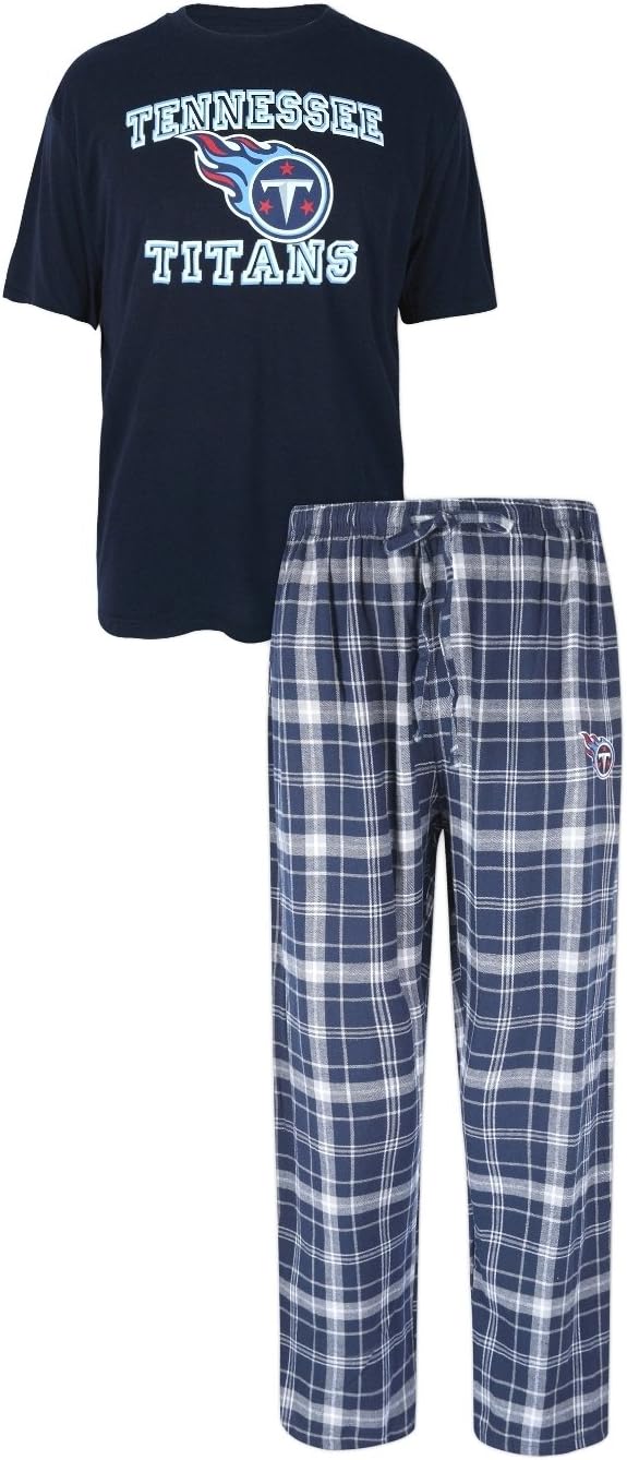 Concepts Sport Tennessee Titans NFL Game Time Men's T-Shirt & Flannel Pajama Sleep Set