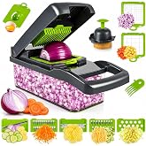 Vegetable Chopper, Pro Onion Chopper, Multifunctional 16 in 1 Food Chopper, Kitchen Vegetable Slicer Dicer Cutter,Veggie Chopper With 8 Blades,Carrot and Garlic Chopper With Container