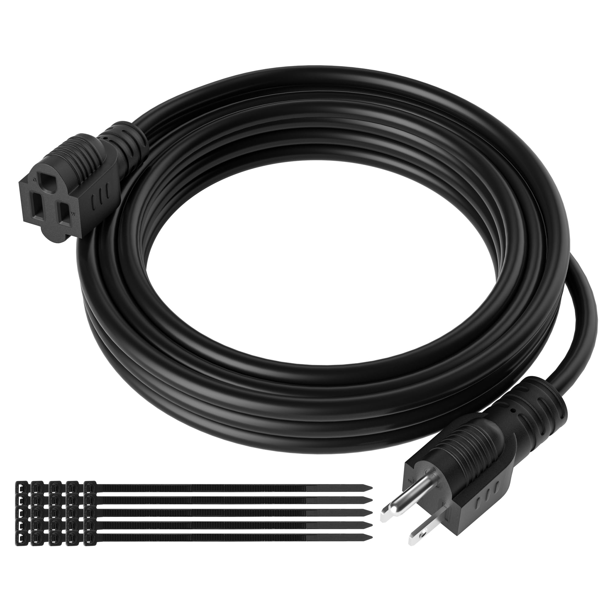 Photo 1 of Extension Cord 4 FT, 3 Prong Extension Power Cord, 16/3 Gauge Flexible Cold, 13A 1625W 16AWG, 3 Prong Electric Cord, ETL, Black Cable with 25 Cable Ties