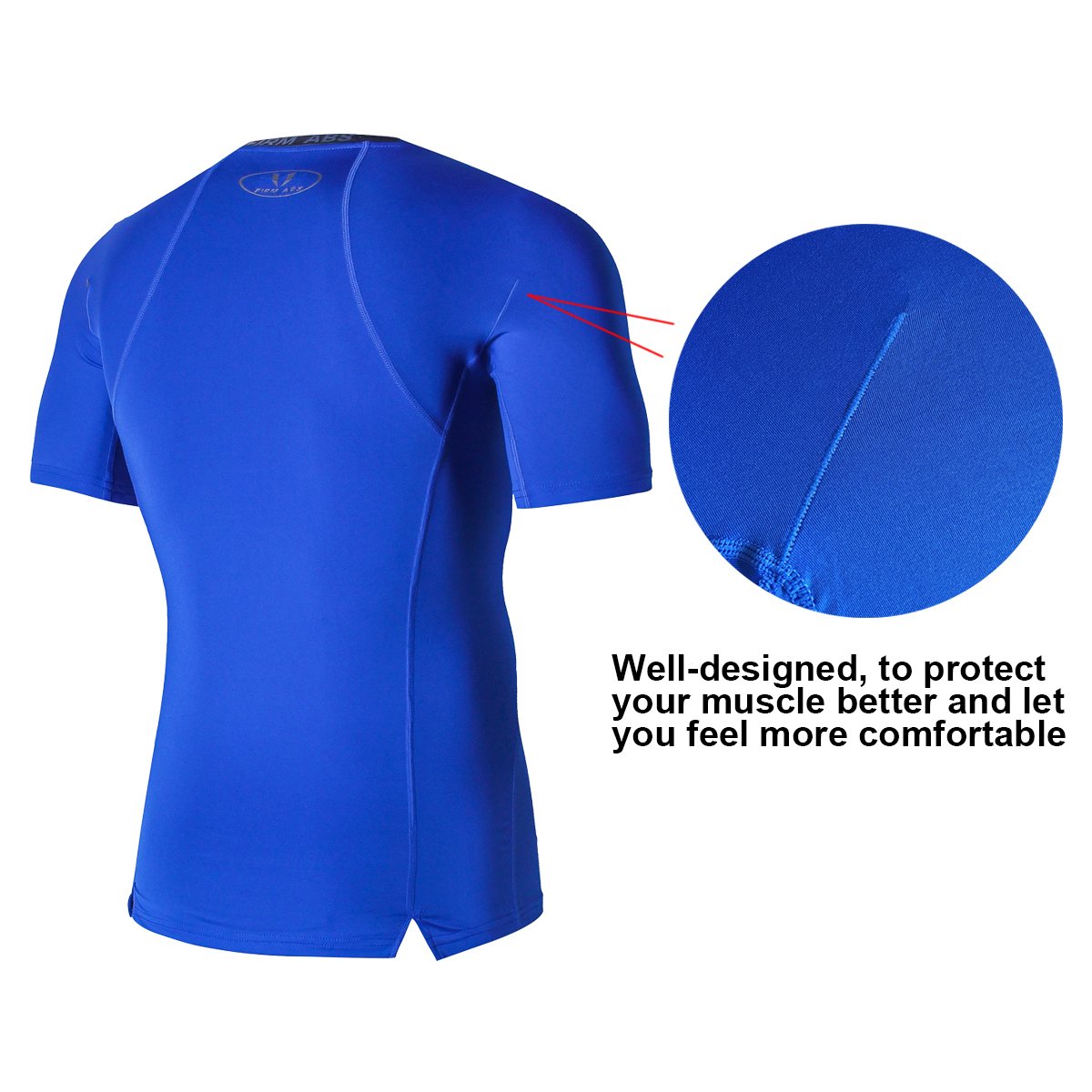 FIRM ABS Short Sleeve Sports Compression Shirt Mens Shirts (L,Blue)