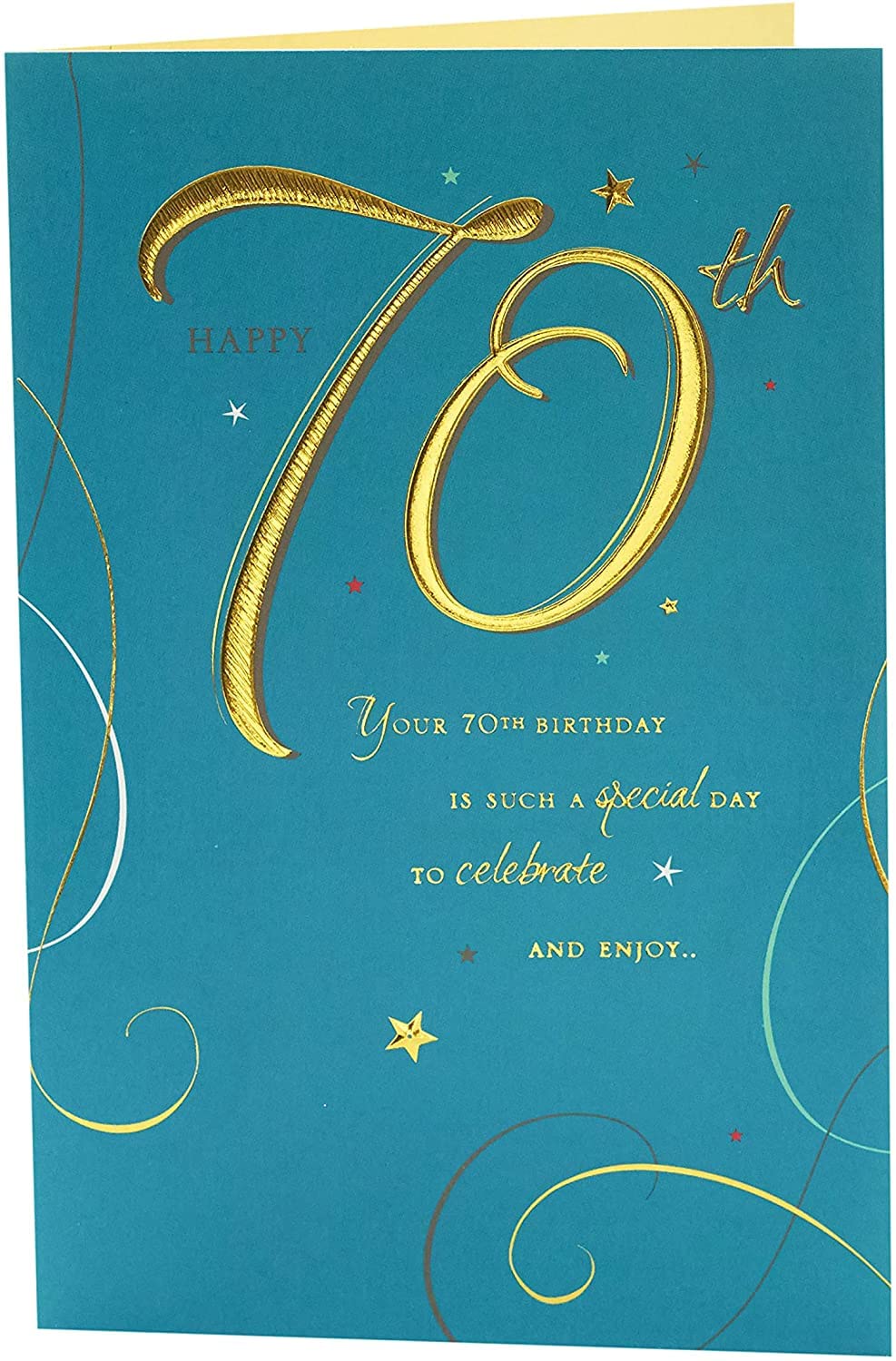 UK Greetings 70th Birthday Card for Him/Friend - Gold Foil Number Design