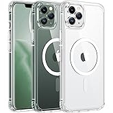 FNTCASE for iPhone 11 Pro Case Clear Slim Compatible with Magsafe | Anti Yellowing, Magnetic, Military Grade, Drop Protection, Rugged Protective, Transparent Cell Phone Cover