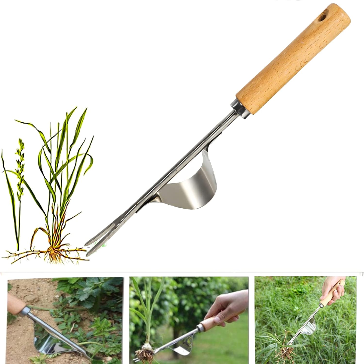 BERNIE ANSEL Garden Weeder Hand Tool, Ergonomic Weeding Tools, Stainless Steel Base - Easy Weed Removal and Deeper Digging for Planting and Weeding V : Garden & Outdoor