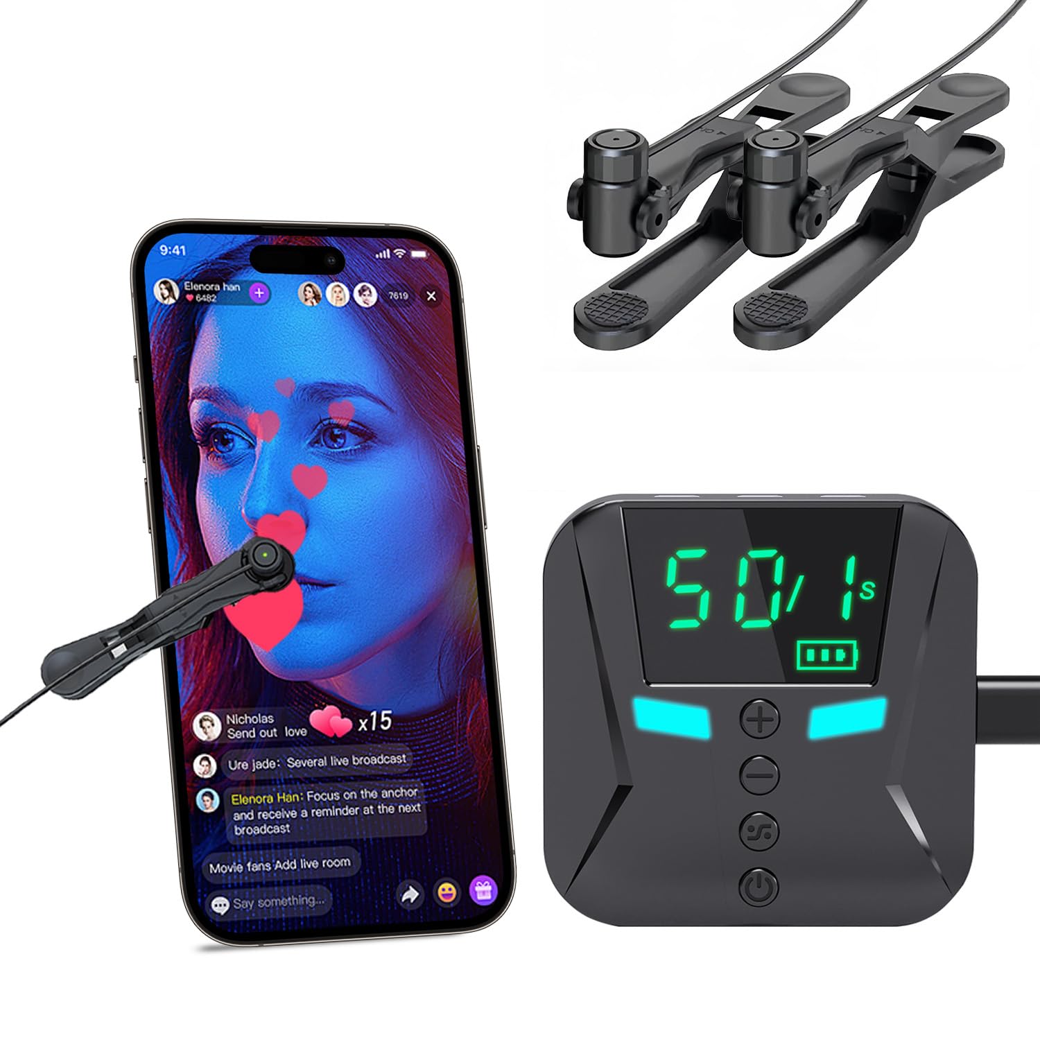 Photo 1 of X2PRO Smartphone Auto Clicker: 150 Adjustable Speeds | Built-in Battery | Expandable to 9 Click Heads | Random Speed Mode | for TikTok Live Likes, Mobile Gaming (Two Clicking Tips)