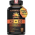 Nutratology Vitamin K2 + D3 | Canadian-Made Highest Potency 120MCG/1000 IU - 120 Capsules - Helps Maintain Bone & Teeth Healt