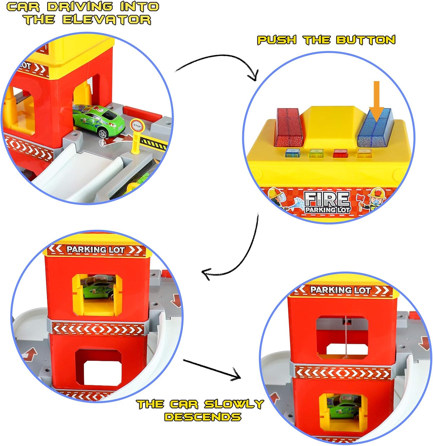 KBIBCK Camion Pompieri 5 In 1 Per Bambini – Luci E Suoni – Set Con 4 Mini Auto Ed Elicottero