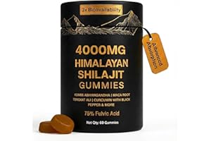 Auivty Himalayan Shilajit Gummies 4000mg, Sugar Free 5-in-1 Formula with Ashwagandha, Maca Root, Tongkat Ali, Curcumin, Black Pepper, 75% Fulvic Acid, Energy & Immune Support for Men Women (60 Count)