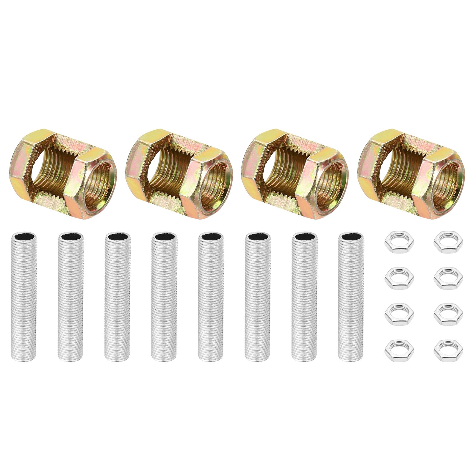 Photo 1 of PATIKIL M10 Fine Thread Lamp Pipe Repair Parts Kits, 20 Pcs M10×20 Metal Hexagon Open Coupling Nut with Threaded Pipe and Hex Nut for Lights Extension Rod