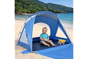 ETTO Beach Tent, Portable Sun Shelter for 2/3/4/6-8 Person with UPF 50+ UV Protection, Easy Setup Waterproof Beach Shade Canopy Cabana for Family Outdoor and Picnics, Fishing with Carrying Bag