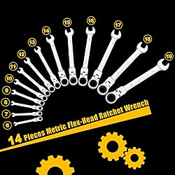 Yashong 14-Piece 6-19mm Metric Flex-Head Ratcheting