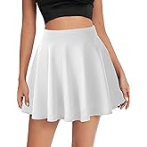 AURUZA Mini Skirts for Women, Womens Casual Skater Skirt, Basic Versatile Stretchy Flared Summer Mini Skirt (Large, White)