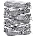 6 Packs Oversized Cotton Turkish Beach Towels Set Bulk 74"x38" Extra Large Sand Free Quick Dry Absorbent Swim Bath Pool Towel Travel Blanket Adult Essentials Cruise Accessories Vacation Black Stuff