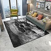 ALALAL Smoke Sugar Skull Area Rug, Rug for Living Room Soft Durable Rugs Carpet for Bedroom 5'x7' Grey/Black 60x 84 in