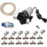 Residential Patio Misting System- Made in USA Pump- 200 psi Mid Pressure Patio Misting System-12 Nozzles Misting System. Cools by up to 30 Degrees.