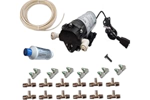 MISTCOOLING Residential Patio Misting System- Made in USA Pump- 200 psi Mid Pressure Patio Misting System-12 Nozzles Misting System. Cools by up to 30 Degrees.