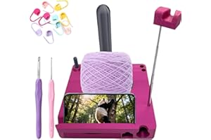 ROMOTY 2026 New Detachable Yarn Spool Organizer Box with Phone Stand, Portable Crochet Caddy, Multi-Functional Yarn Shaft Spool Box for Knitting Lovers Crocheter (Hot Pink)