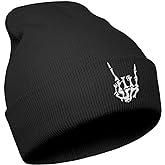 Halloween Skull Goth Knit Beanie Hats for Men Women Cool Emo Gothic Birthday Christmas Skeleton Gifts Presents Winter