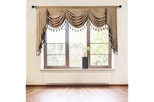 ELKCA Thick Chenille Window Curtains Valance for Living Room Coffee Waterfall Valance for Bedroom,Rod Pocket(W89inch, 1 Piece)