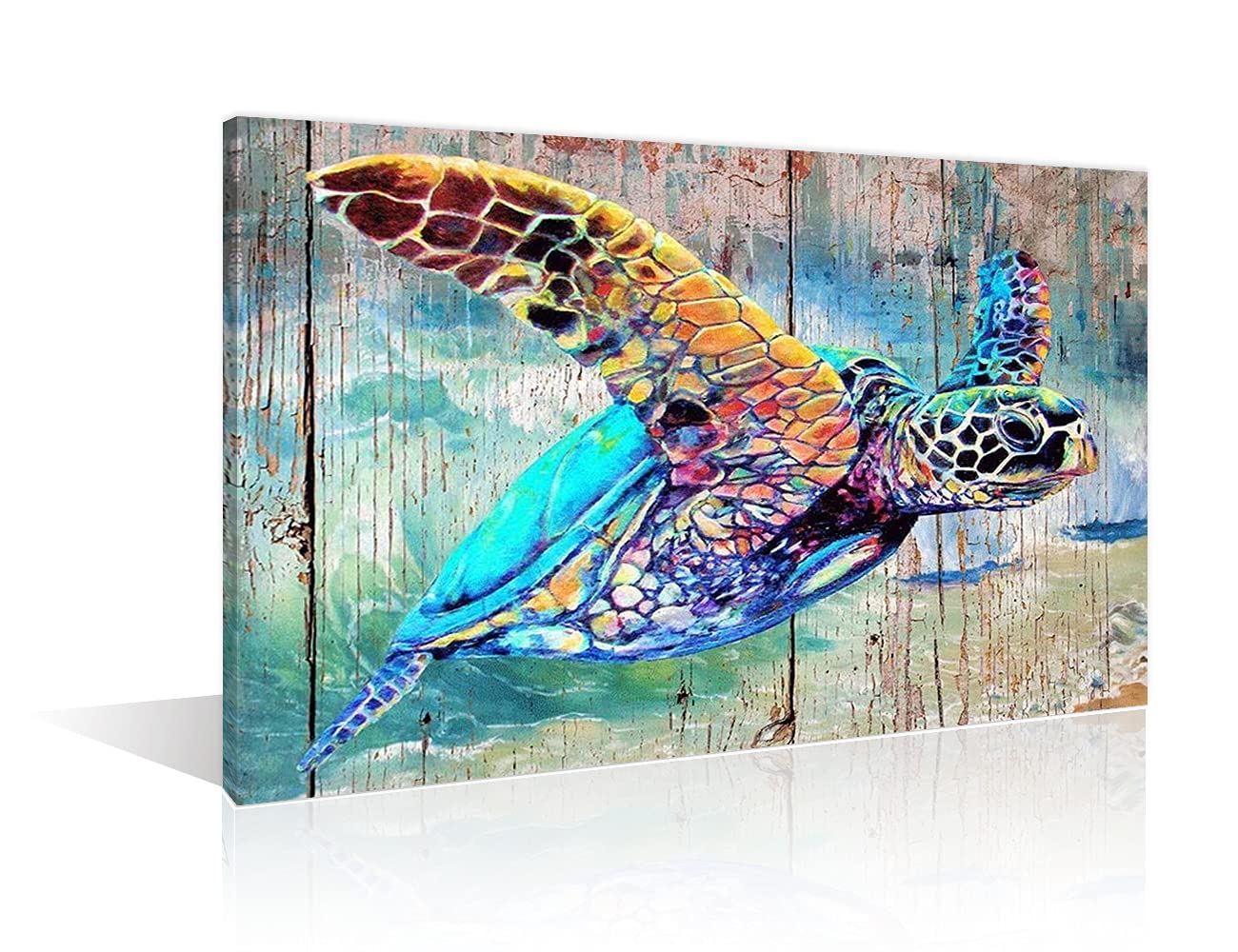 TISHIRON Canvas Wall Art Bathroom Sea Turtle Pictures Prints Ocean Sea Life Artwork Home Decor 12x8in Chic Framed Ready to Hang
