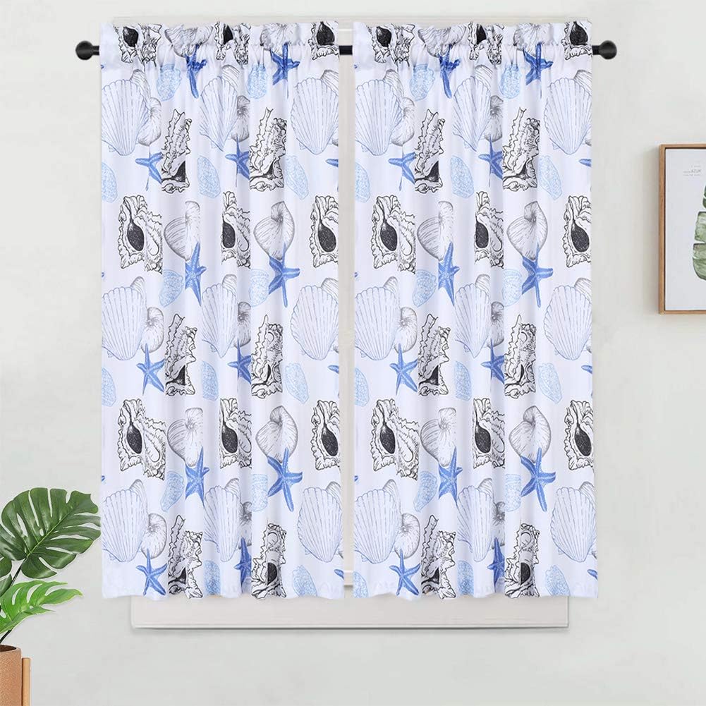 Amazon Com Haperlare Kitchen Cafe Curtains Starfish Pattern