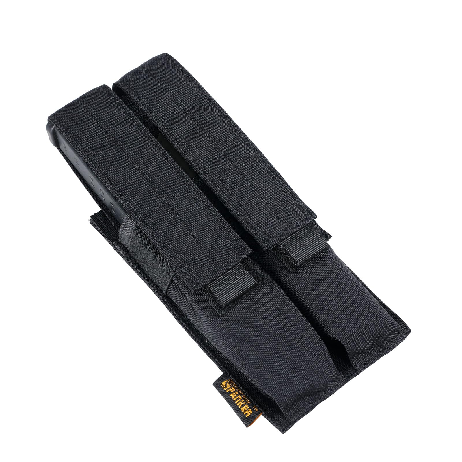 EXCELLENT ELITE SPANKER Tactical Open Top Single/Double/Triple Mag Pouch Mp7 Mag Pouch Molle Magazine Pouches(Double-Black)
