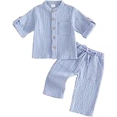 SZMBCMYXRZY Cotton Linen Clothes for Toddler Boys Shirt Pants Outfits Set | Toddler Boys Cotton Linen Outfit Long Sleeve Button Down Shirts and Long Pants Set 2Pcs Fall Winter Clothes
