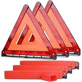 aikko Safety Triangle, 3 Pack Emergency Road Warning Reflector, Foldable | Compact 3-Pack Reflective Warning Signs, Portable &amp; Lightweight for Car Emergency Kit, Safety Triangle for Vehicle Breakdowns