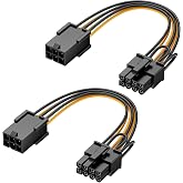 Cable Matters 2-Pack 6-Pin to 8-Pin PCIe GPU Power Adapter Cable, 4 Inches | PCIe Power Cable, 6 Pin Female to 8 Pin Male, for Compatible Low-Power Graphics Cards and Power Supplies