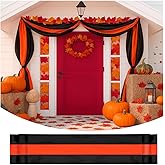 LinaGarten Fall Bunting Thanksgiving Day Décor Autumn Banner Halloween Bunting Flag- 3 Stripe Orange & Black Bunting Flags Trick or Treat Decor Outside Wall Garden Porch Indoor Home - 24" x 240"