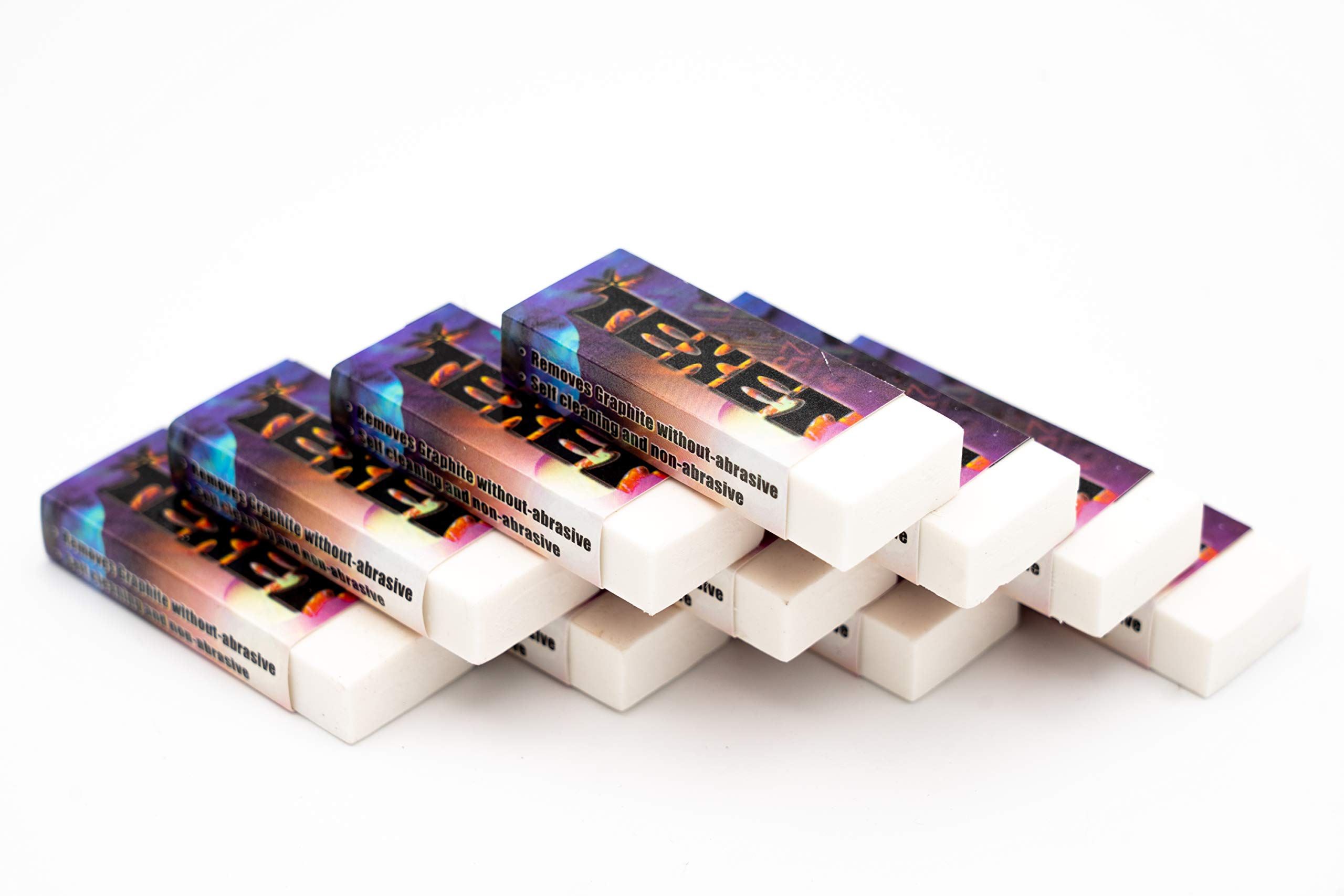 Texet Premium Quality Large White Plastic Pencil Eraser Rubbers - Pack of 10 Erasers