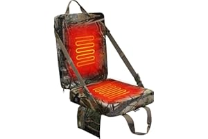 MDSTOP Heated Hunting Seat Cushion with Backrest, Adjustable Hunting Seat for Tree Stand & Ladder Stand, Portable Seat Pads f