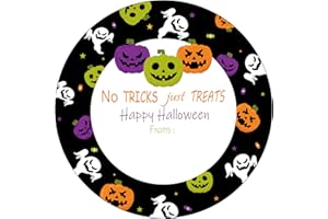 SerpizePaty 60pcs Happy Halloween Stickers for Kids, 2 Inch Halloween Name Tags for Goodie Bags, Large Trick Or Treat Stickers with Pumpkin Ghost Candy Stars for Party Decorations