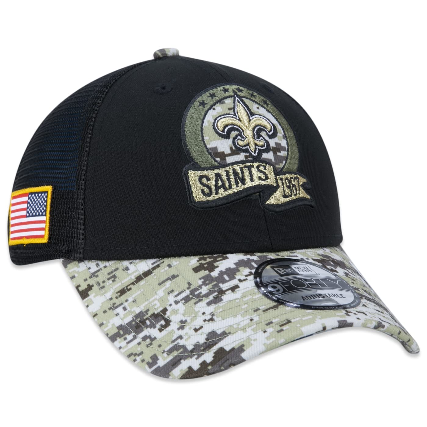 New Era New Orleans Saints NFL Salute to Service 2022 Black 9Forty Snapback Cap - One-Size