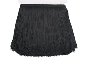 Nonmol Black Fringe Trim Tassel Sewing Trim 6Inch Width 10 Yards Long for Clothes Accessories Latin Wedding Dress DIY Lamp Shade Decoration (Black)