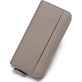 SCHLATUM RFID Blocking Womens Zipper Wallet Leather Large Capacity Billfold Clutch Zip Around Wallets for Women