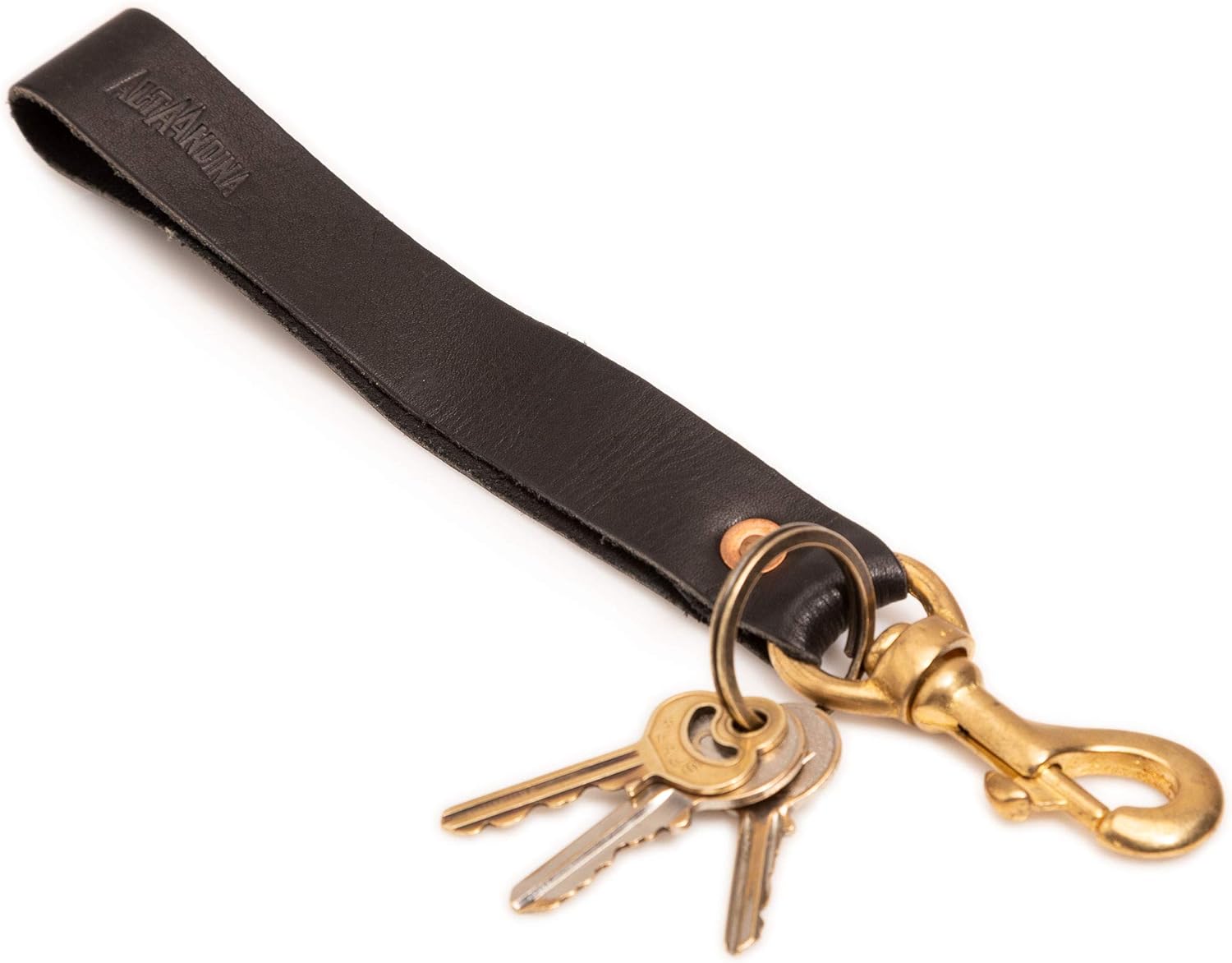 Alta Andina Long Leather Keychain Wristlet, Lanyard Strap Solid